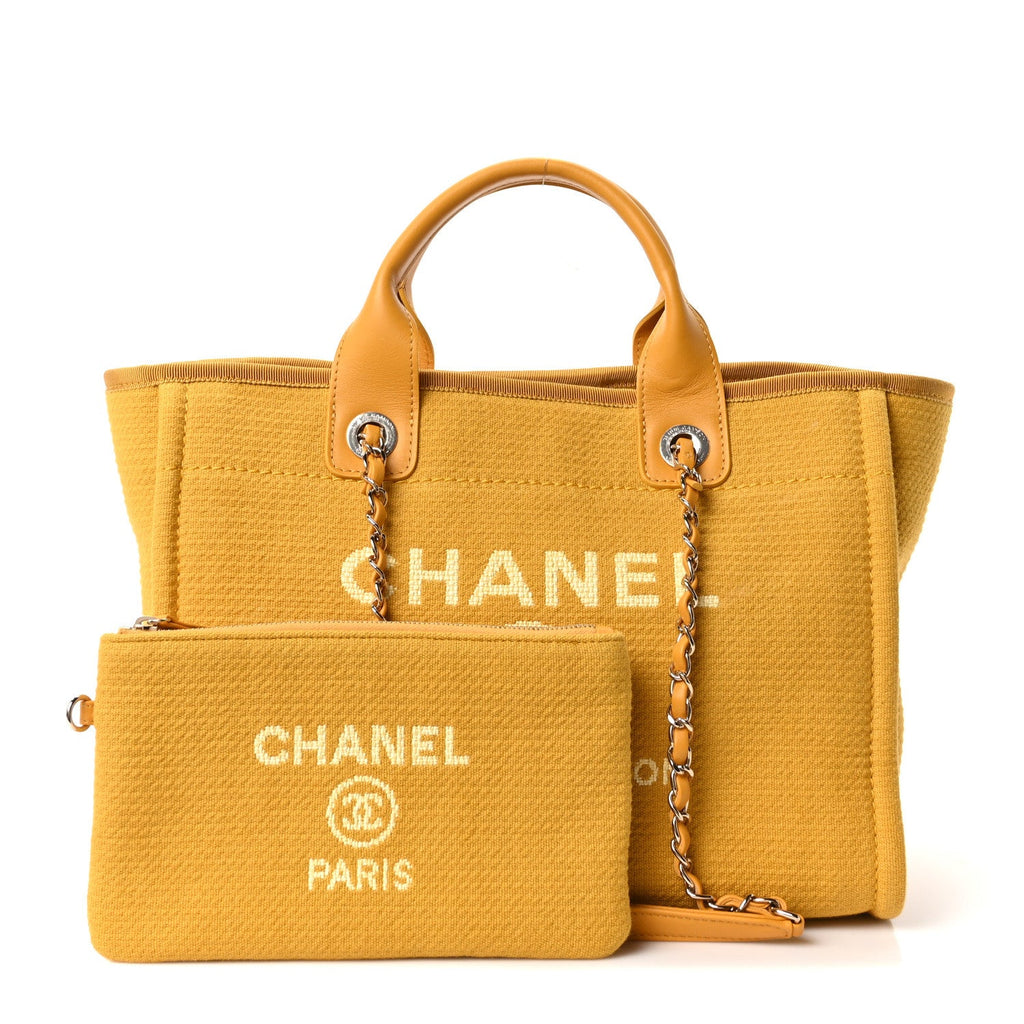 Chanel Mixed Fibers Small Deauville Tote Yellow