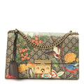 Gucci GG Supreme Monogram Tian Medium Padlock Shoulder Bag Beige Multicolor New Acero
