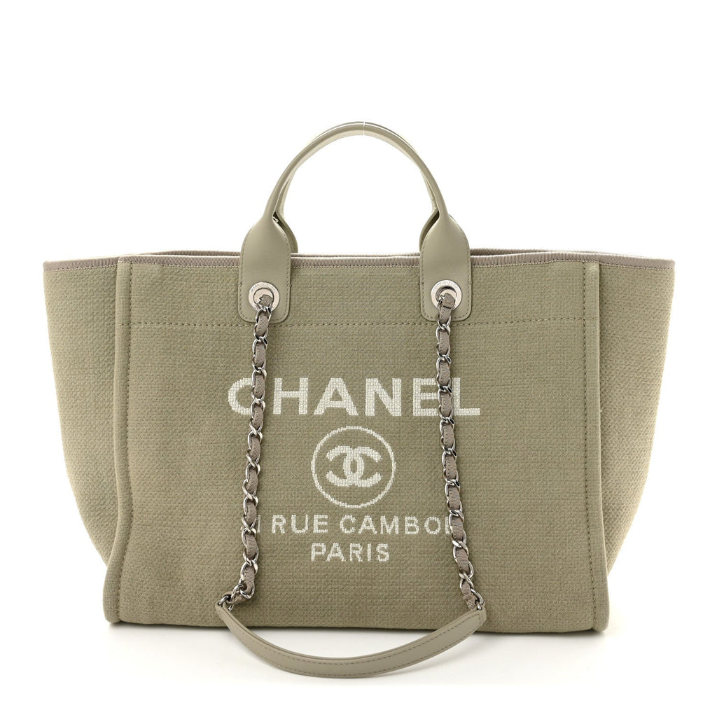 Chanel Mixed Fibers Medium Deauville Tote Grey