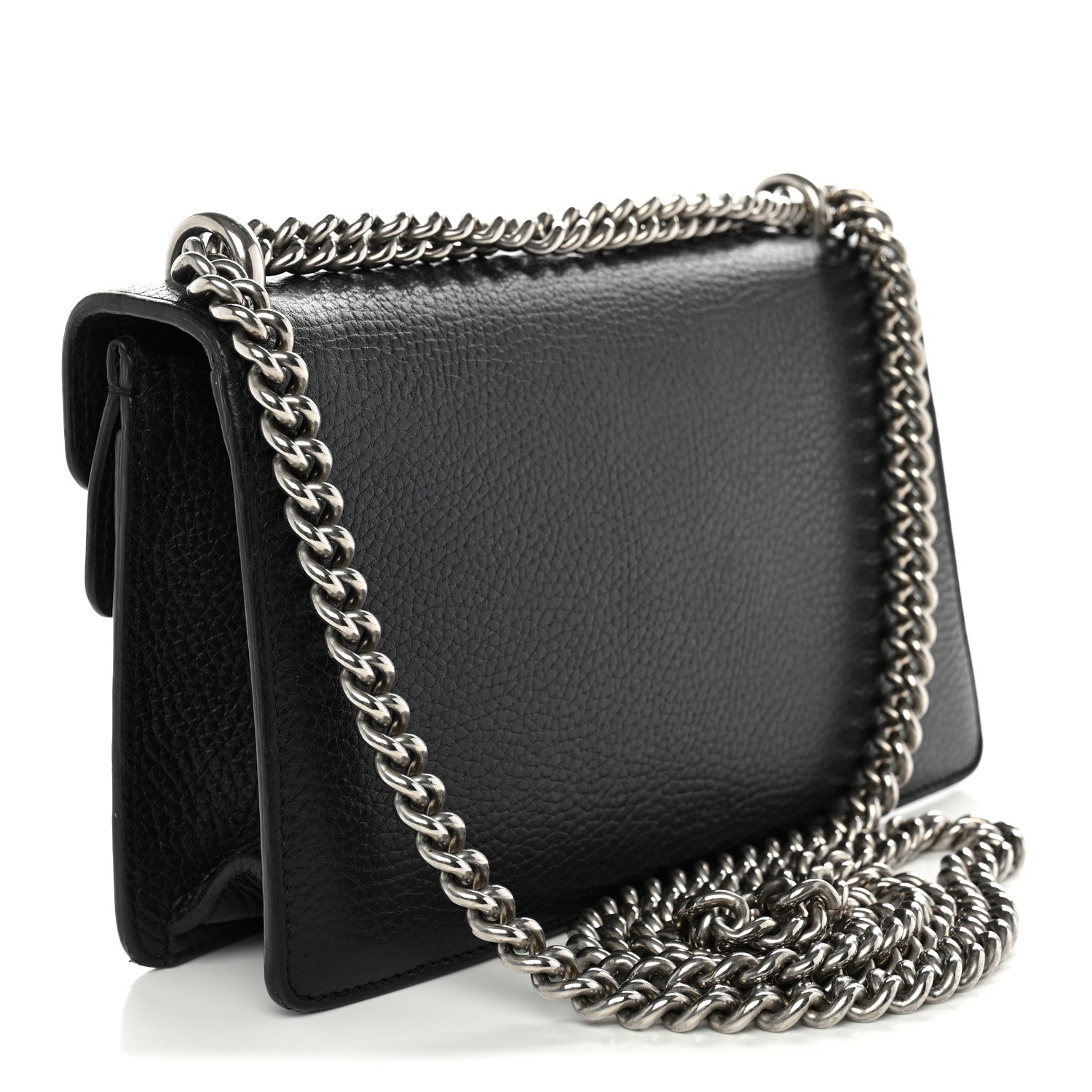 Gucci Dollar Calfskin Enamel Small Dionysus Shoulder Bag Black Electric Blue