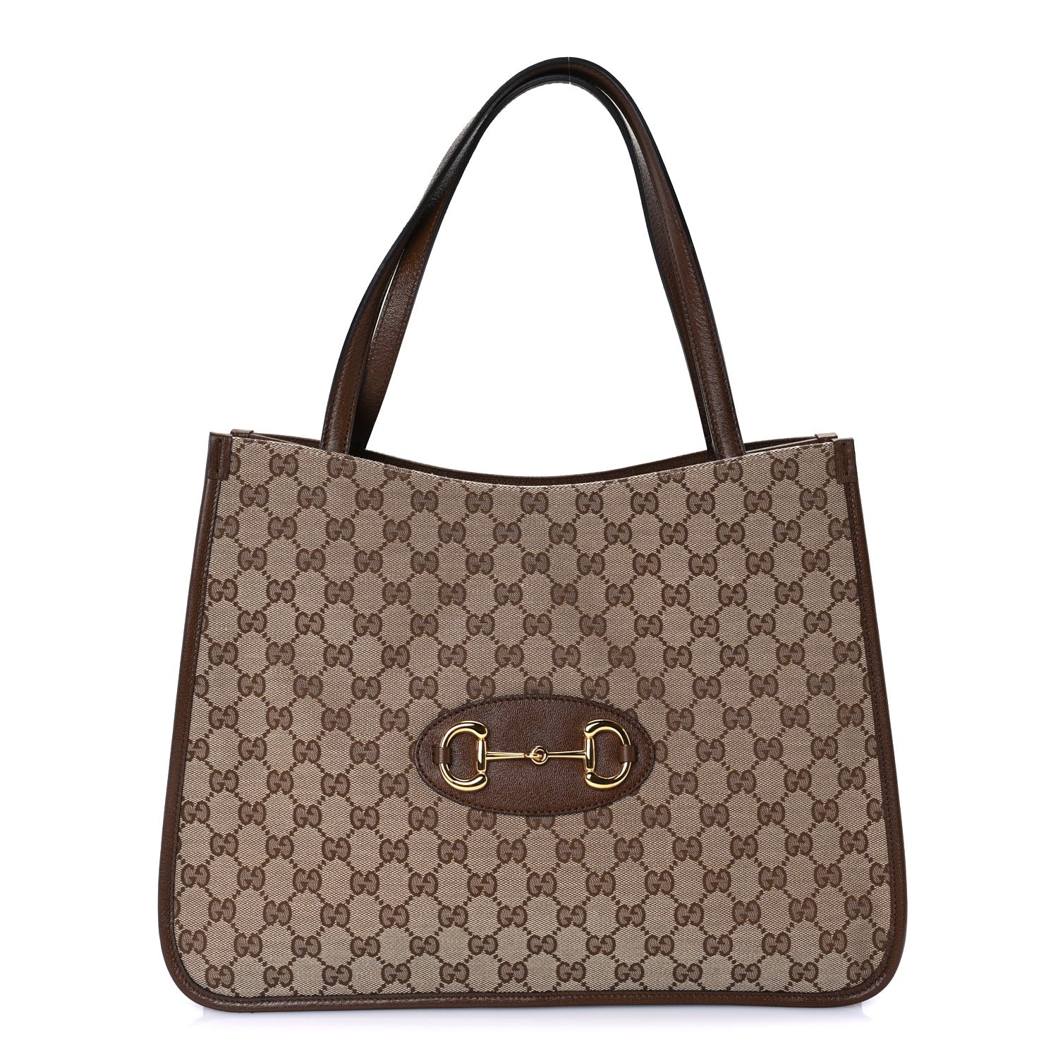 Gucci Monogram Horsebit 1955 Tote Bag Beige Brown Sugar