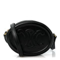 Celine Smooth Calfskin Cuir Small Triomphe Oval Crossbody Purse Black