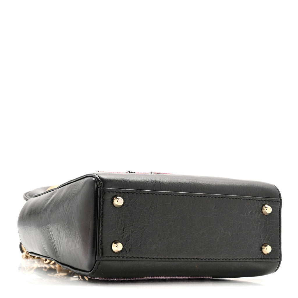 Dior Calfskin Beaded Mini Lady Dior Black