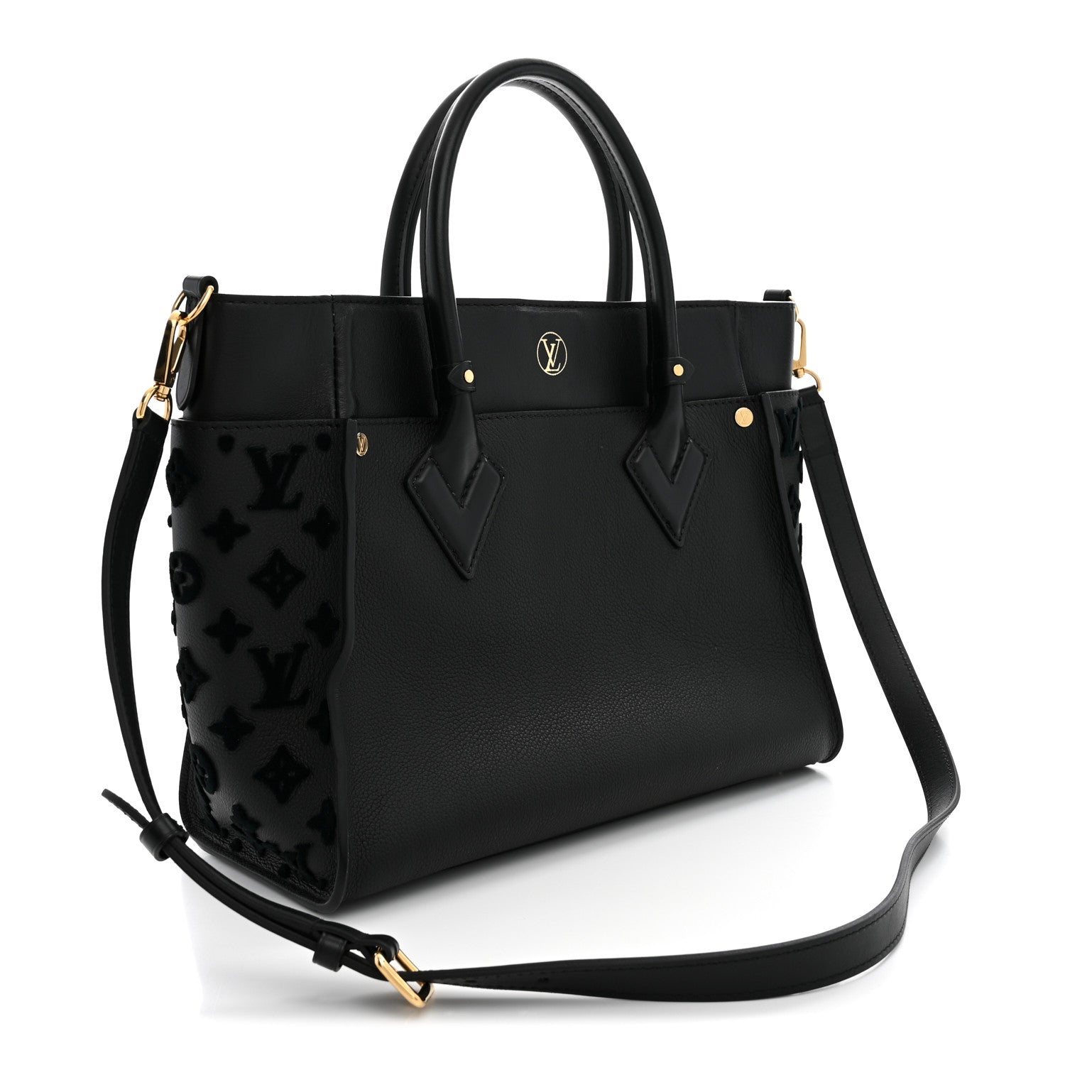 Louis Vuitton Calfskin Monogram Tufting On My Side Black