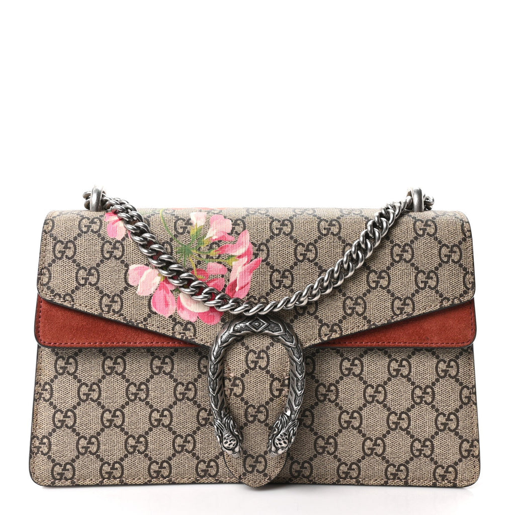 Gucci GG Supreme Monogram Blooms Small Dionysus Shoulder Bag Beige Multicolor Dry Rose