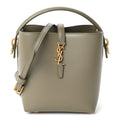 Saint Laurent Shiny Calfskin Le 37 Mini Bucket Bag Strong Moss
