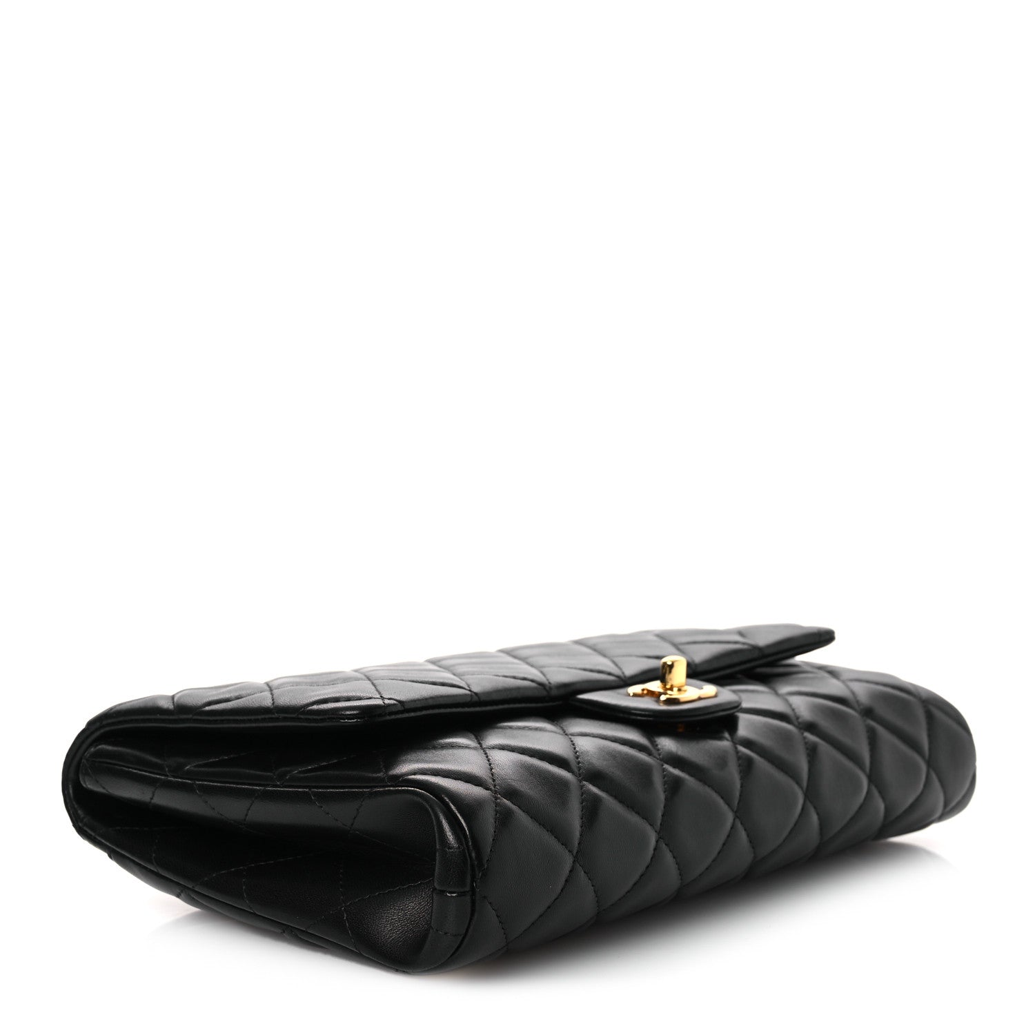 Chanel Lambskin Quilted Clutch with Chain Flap Black