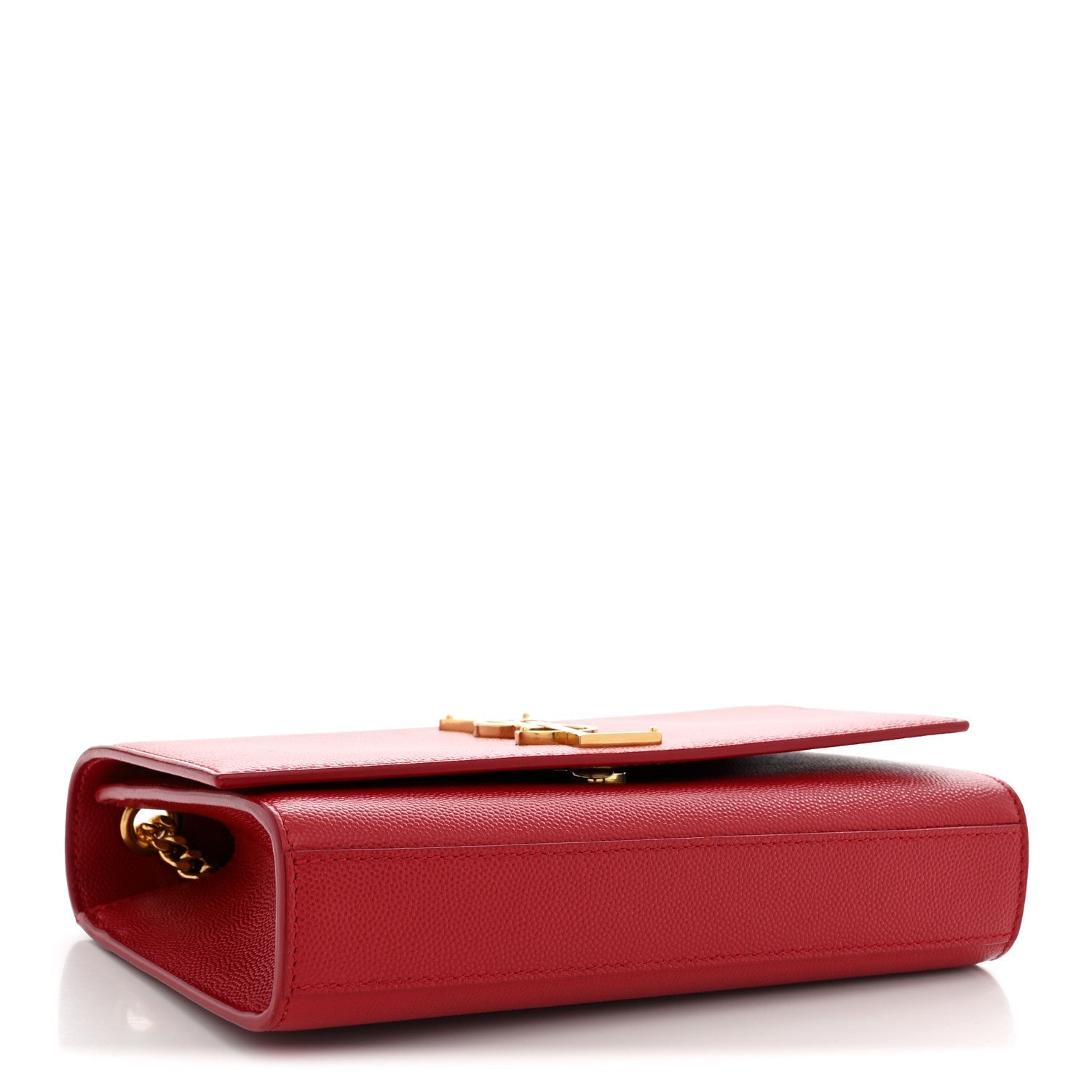 Saint Laurent Grain De Poudre Small Monogram Kate Satchel Red