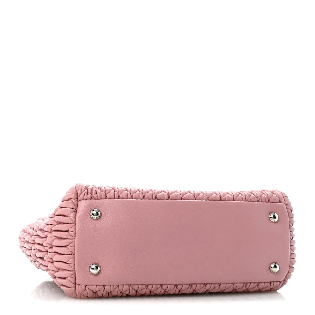 Miu Miu Nappa Matelasse Swarovski Crystal Tote Rosa