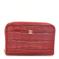 Chanel Calfskin Crocodile Embossed Crococo Coin Purse Burgundy