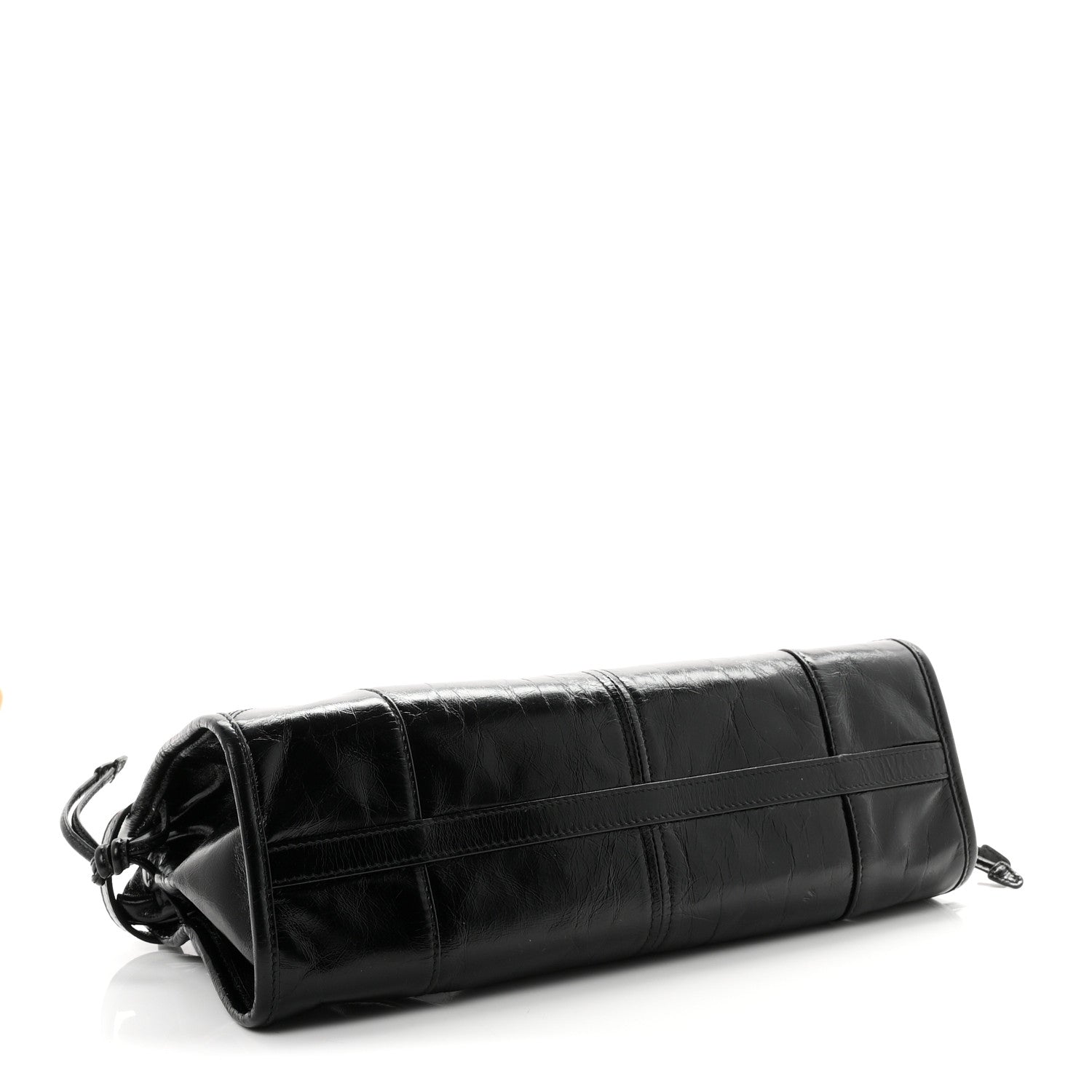Prada Glossy Calfskin Triangle Medium Bonnie Shoulder Bag Black