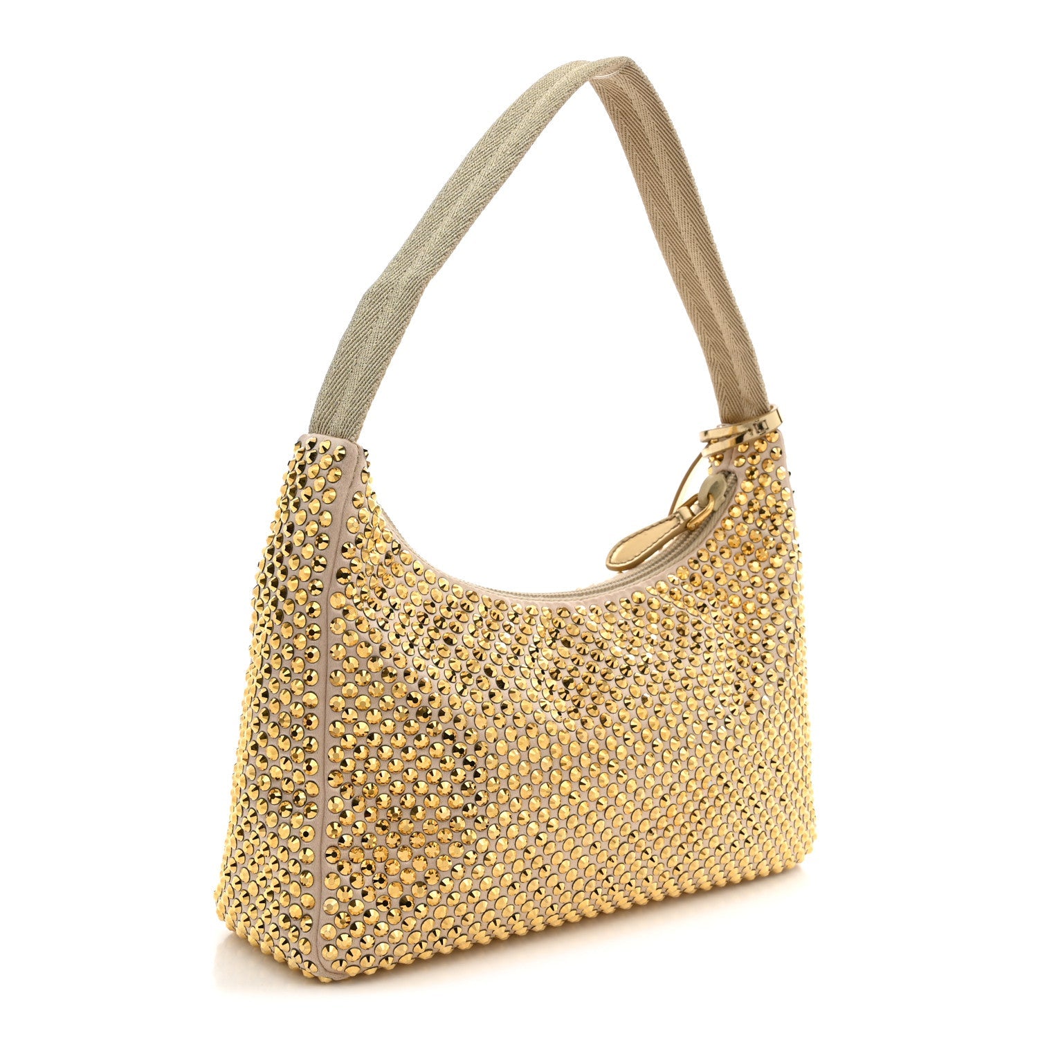 Prada Satin Crystal Mini Re-Edition 2000 Bag Platino