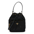 Prada Saffiano Tessuto Nylon Mini Bucket Crossbody Bag Black