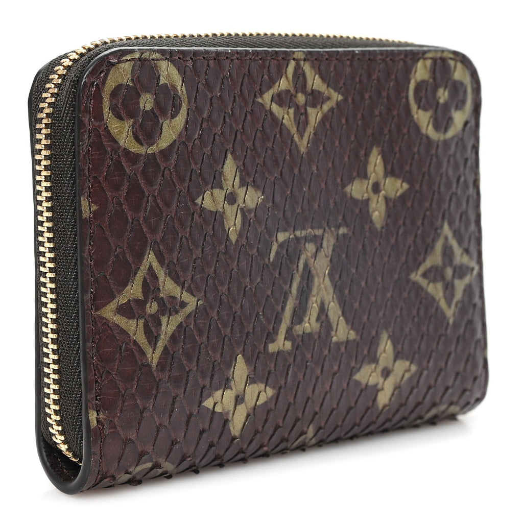 Louis Vuitton Snakeskin Monogram Zippy Padlock Coin Purse Brown