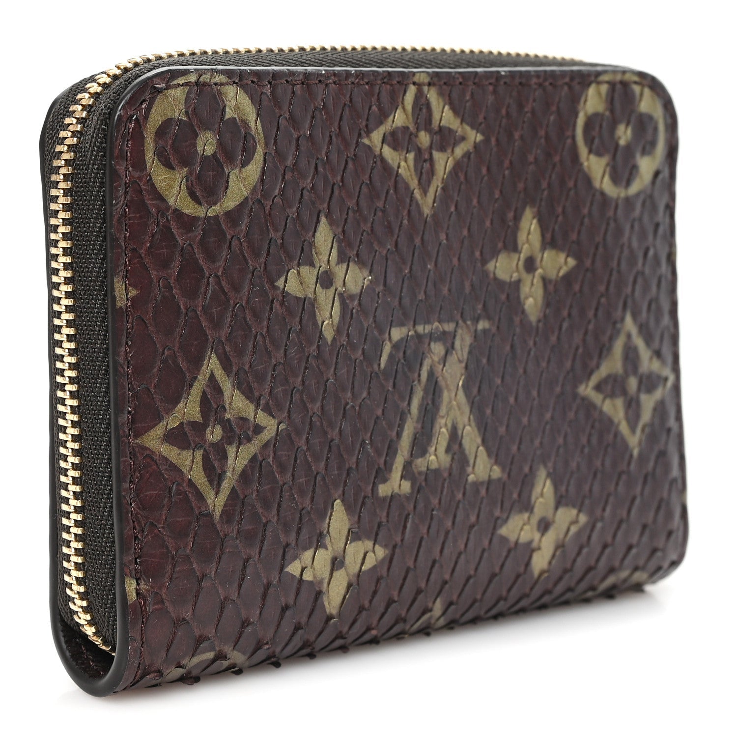 Louis Vuitton Snakeskin Monogram Zippy Padlock Coin Purse Brown