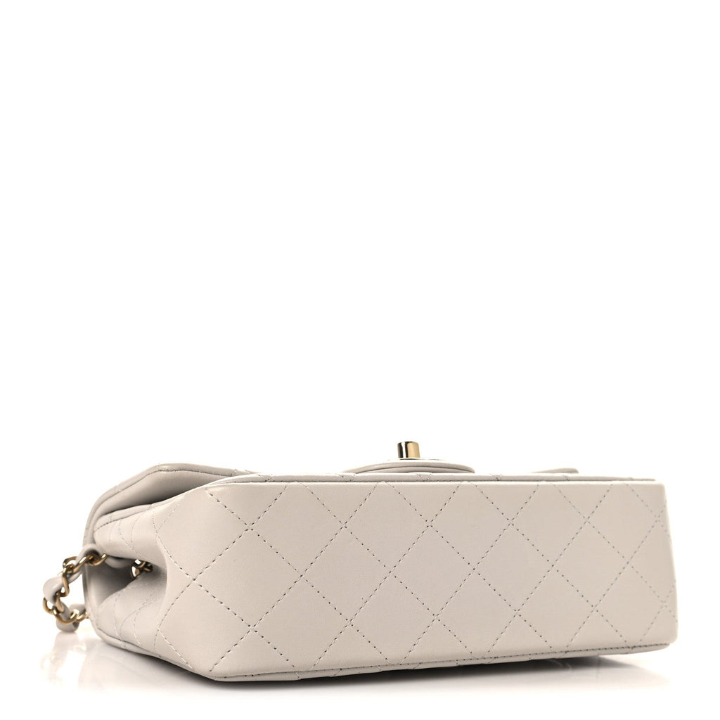 Chanel Lambskin Quilted Mini Rectangular Flap White