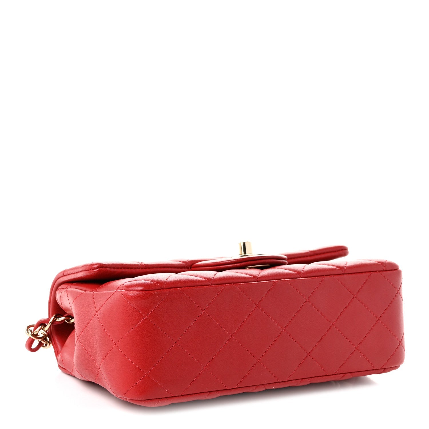 Chanel Lambskin Quilted Mini Rectangular Flap Red Dark Red