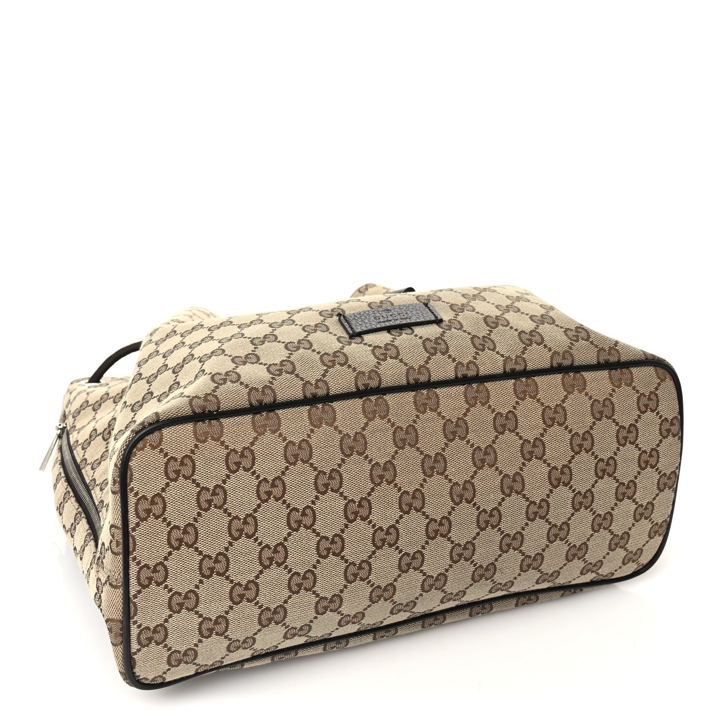 Gucci Monogram Dollar Calfskin O Drawstring Backpack Beige Ebony Testa di Moro Dark Chocolate