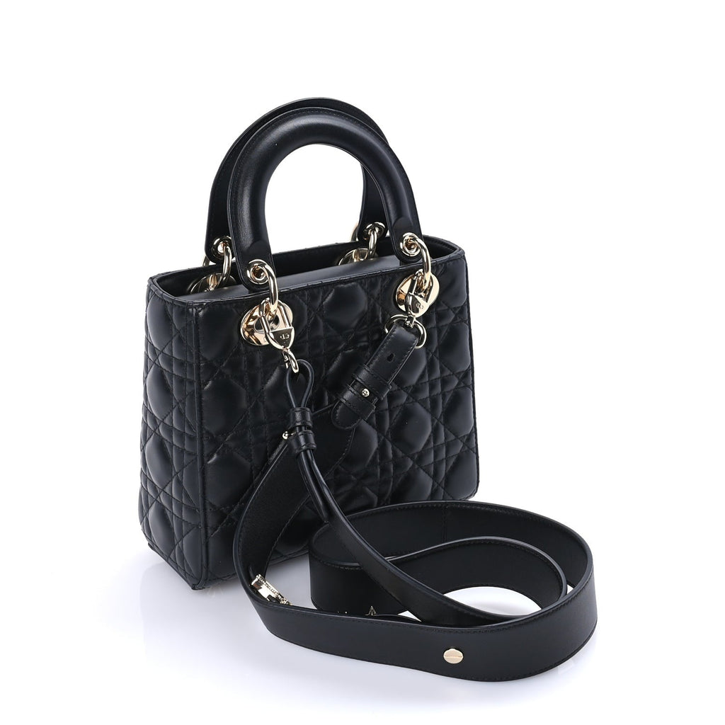 Dior Lambskin Cannage Crystal Small My ABCDior Lady Dior Black