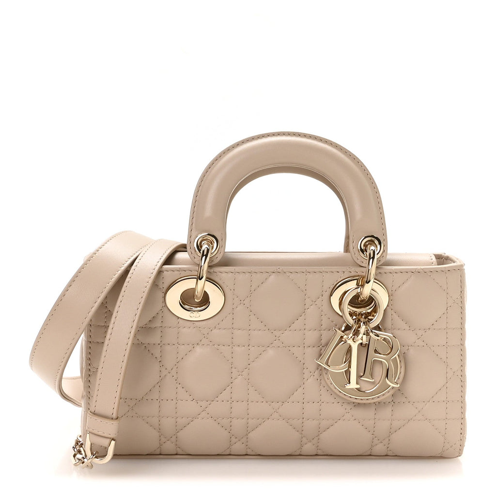 Dior Lambskin Cannage Small Lady D-Joy Powder Beige