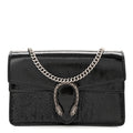 Gucci Crinkled Patent Super Mini Dionysus Shoulder Bag Black