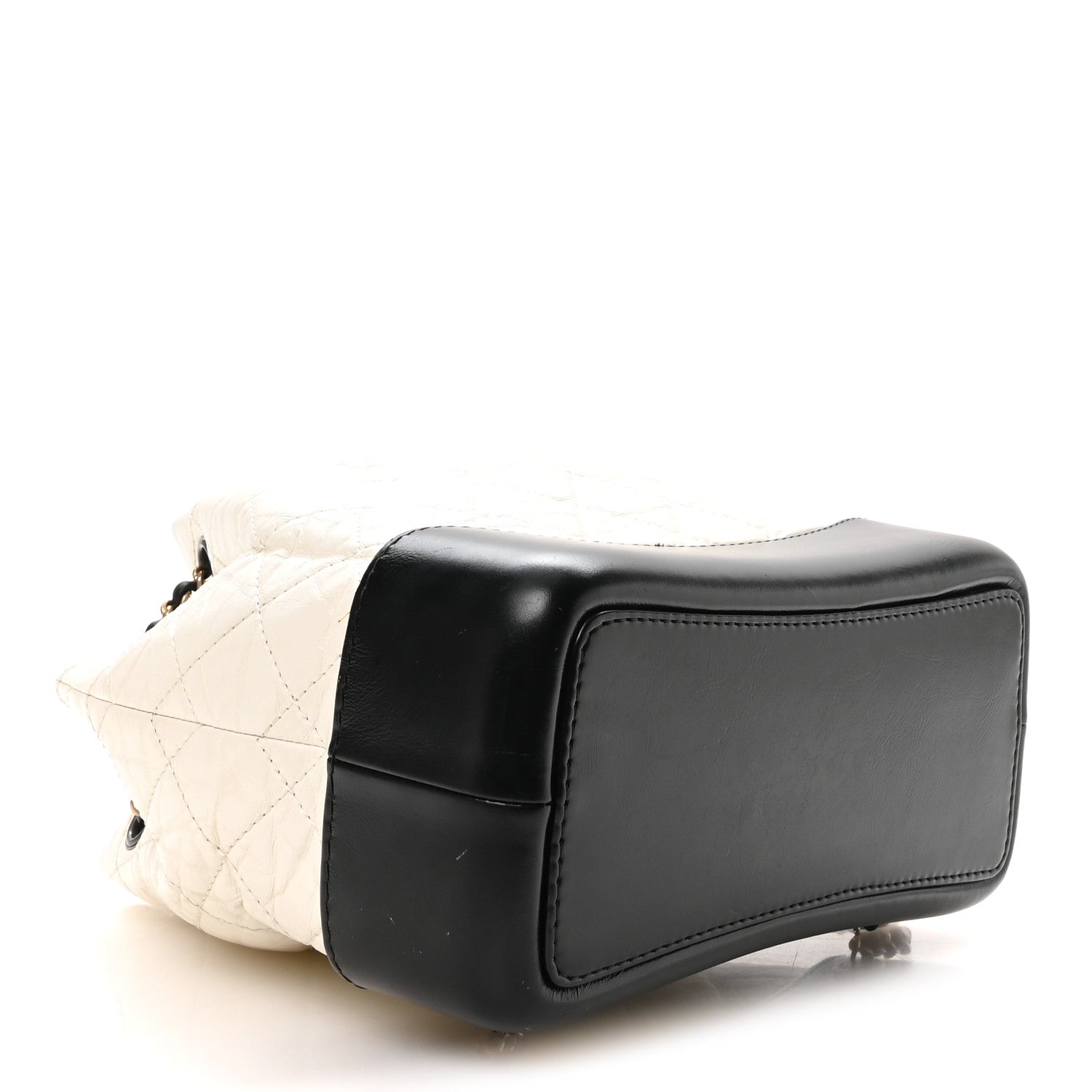 Chanel Aged Calfskin Quilted Small Gabrielle Backpack Black White detail view