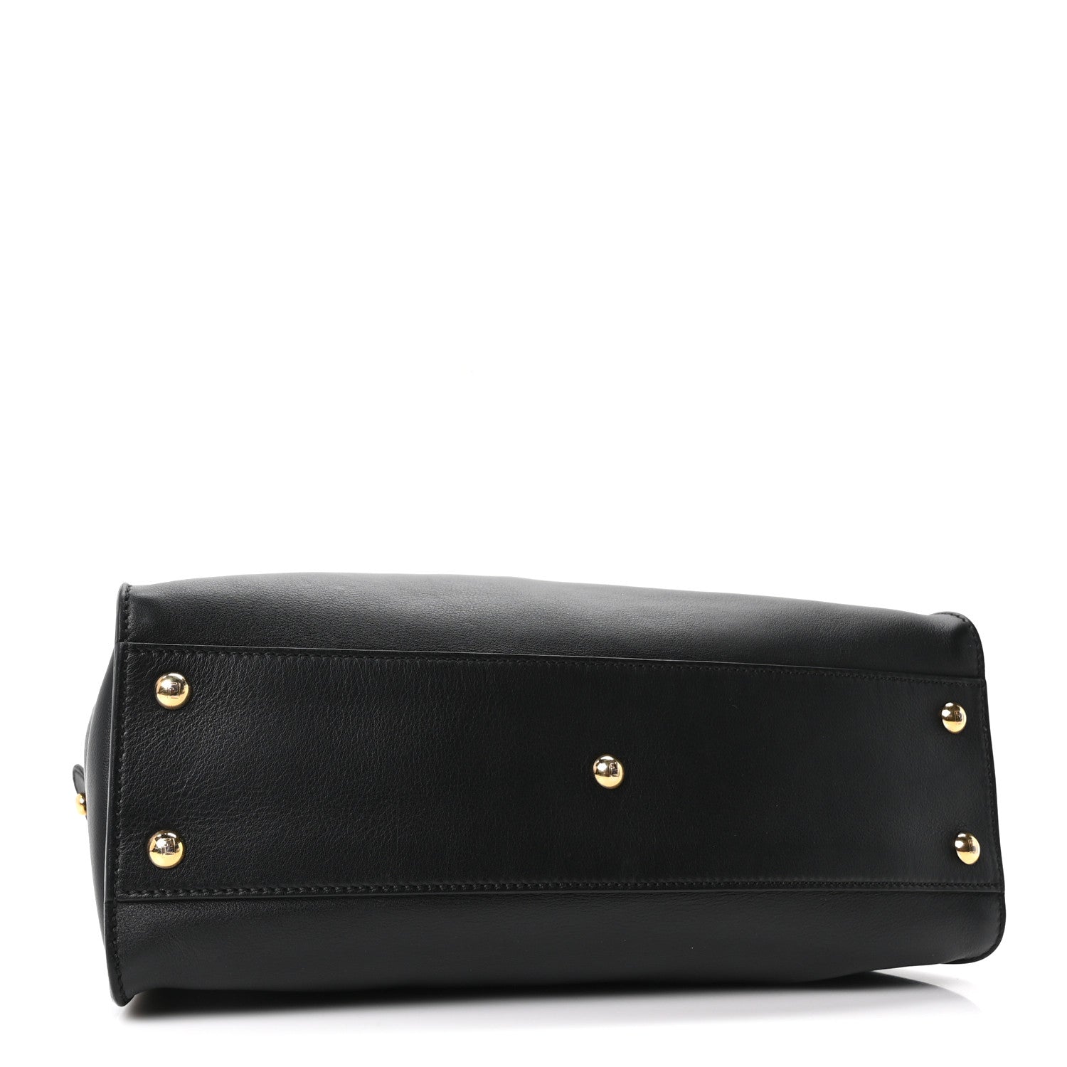 Fendi Vitello Seta Shiny Nappa Medium Peekaboo Iconic Satchel Black