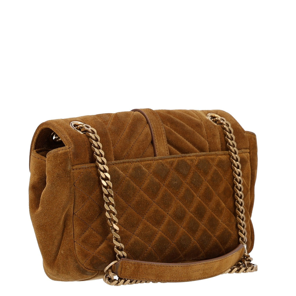 Saint Laurent Suede Tri-Quilt Monogram Medium College Bag Ochre