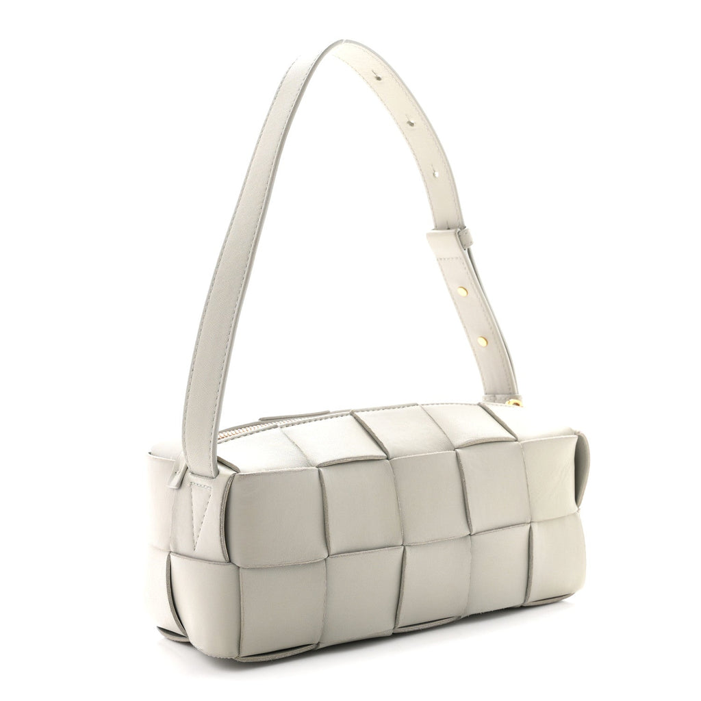 Bottega Veneta Lambskin Maxi Intrecciato Small Brick Cassette Bag Agate Grey