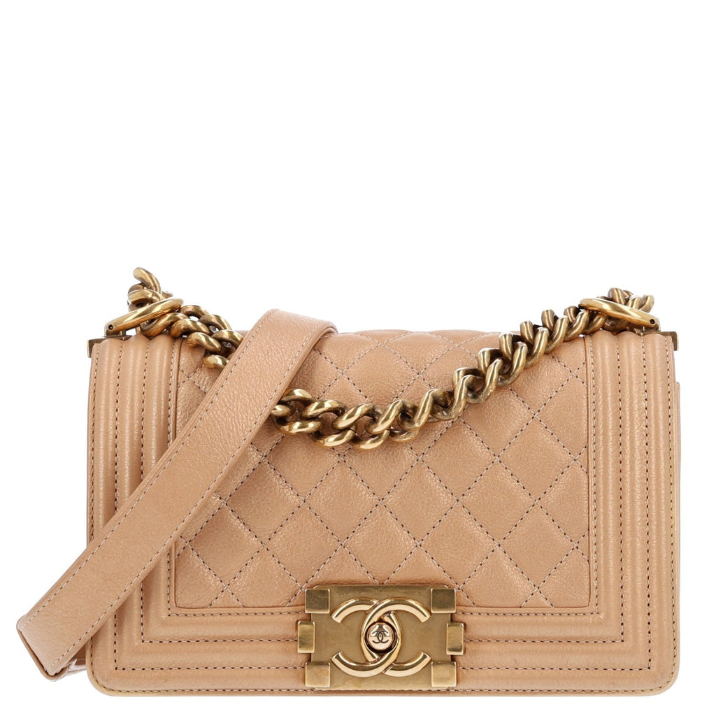 Chanel Metallic Caviar Quilted Small Boy Flap Gold