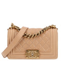 Chanel Metallic Caviar Quilted Small Boy Flap Gold