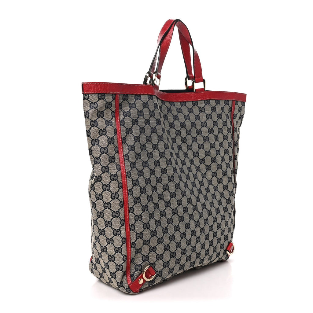 Gucci Monogram Abbey Tote Navy Red