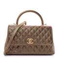 Chanel Metallic Caviar Quilted Small Coco Handle Flap Gold