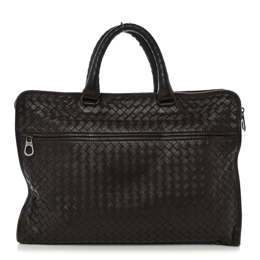 Bottega Veneta Calfskin Leggero Intrecciato Briefcase Ebano