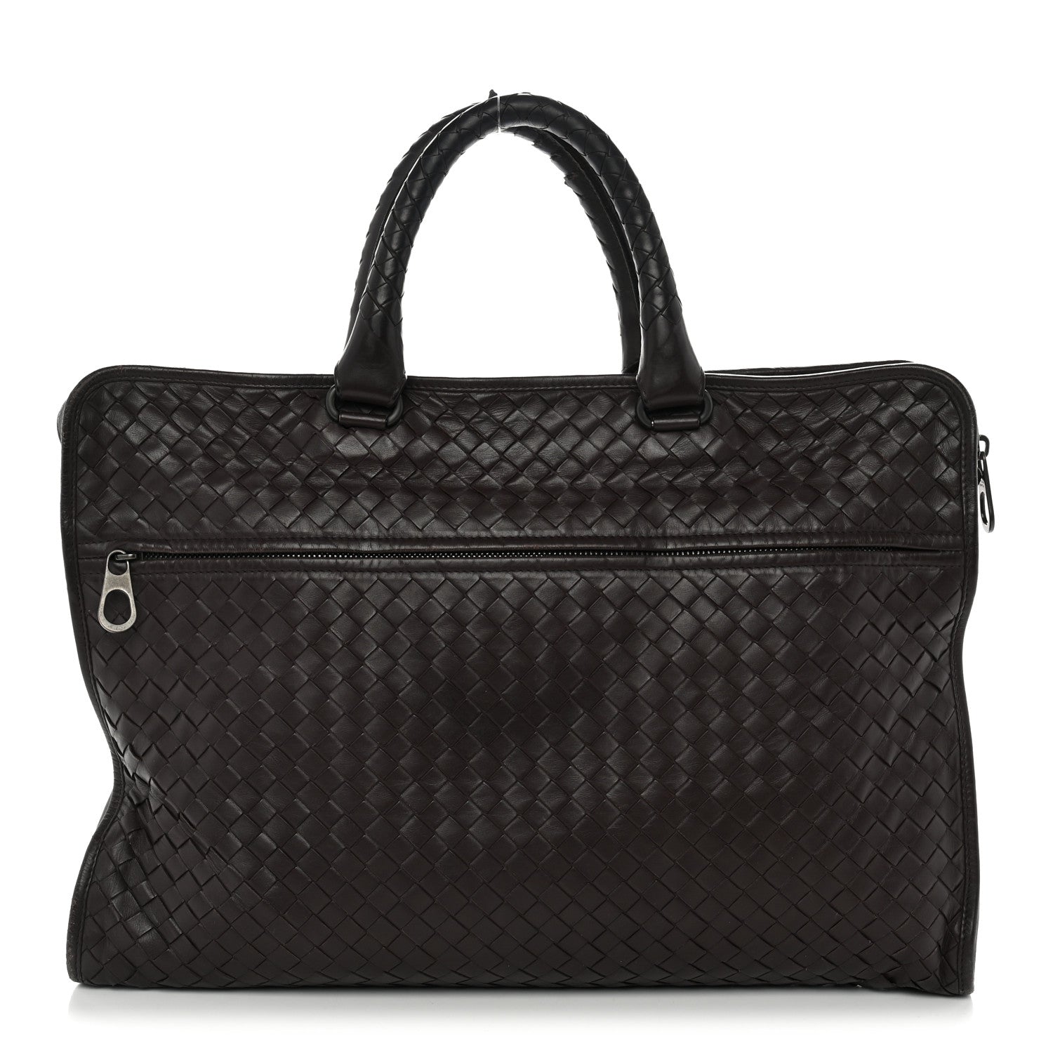 Bottega Veneta Calfskin Leggero Intrecciato Briefcase Ebano