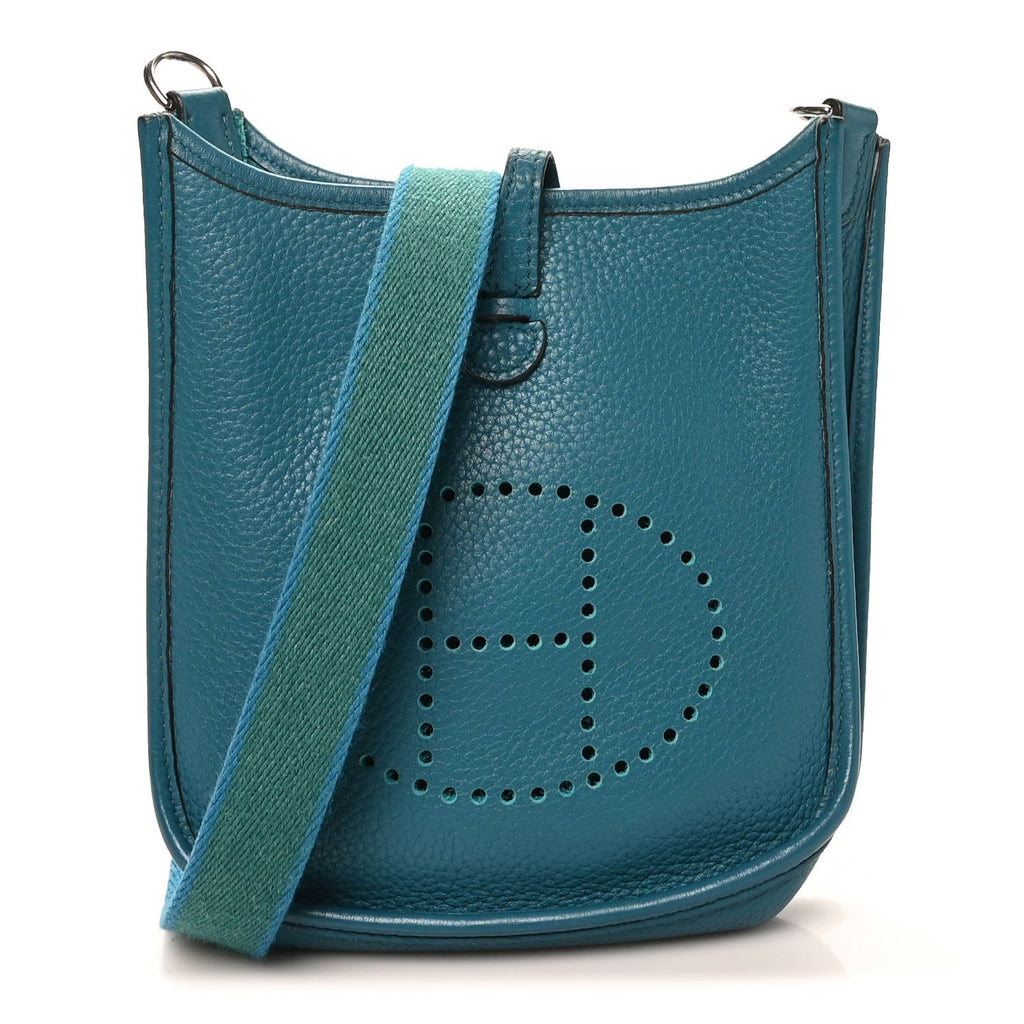 Hermès Taurillon Clemence Amazone Evelyne TPM Bleu Izmir Malachite