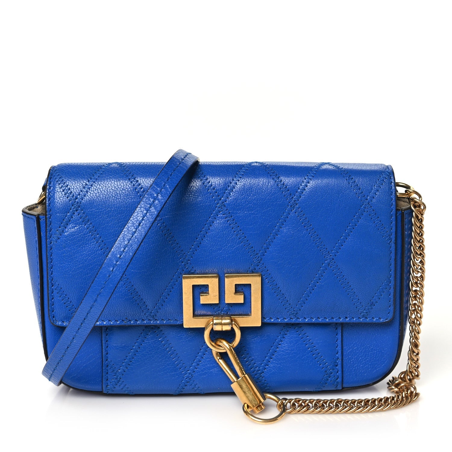 Givenchy Goatskin Quilted GV3 Mini Pocket Convertible Bag Blue