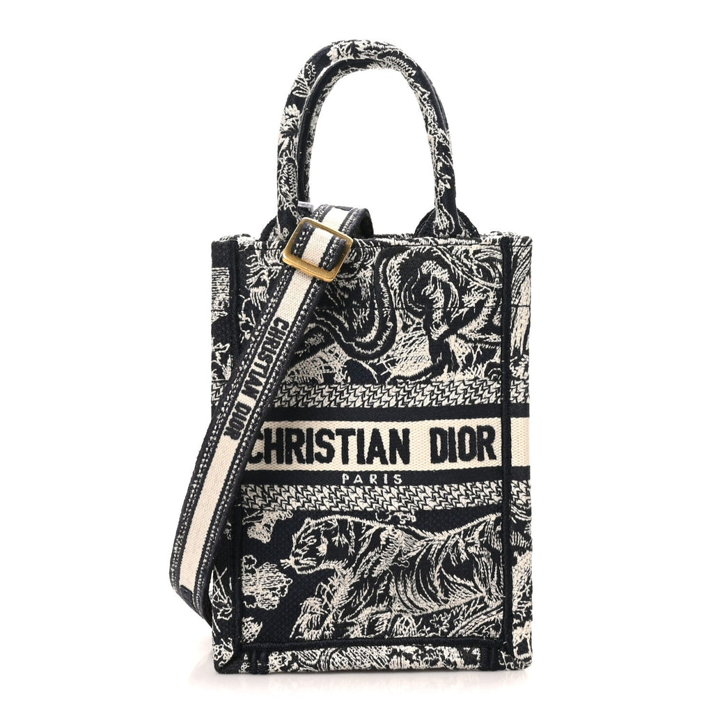 Dior Toile de Jouy Mini Book Tote Phone Bag Blue front view