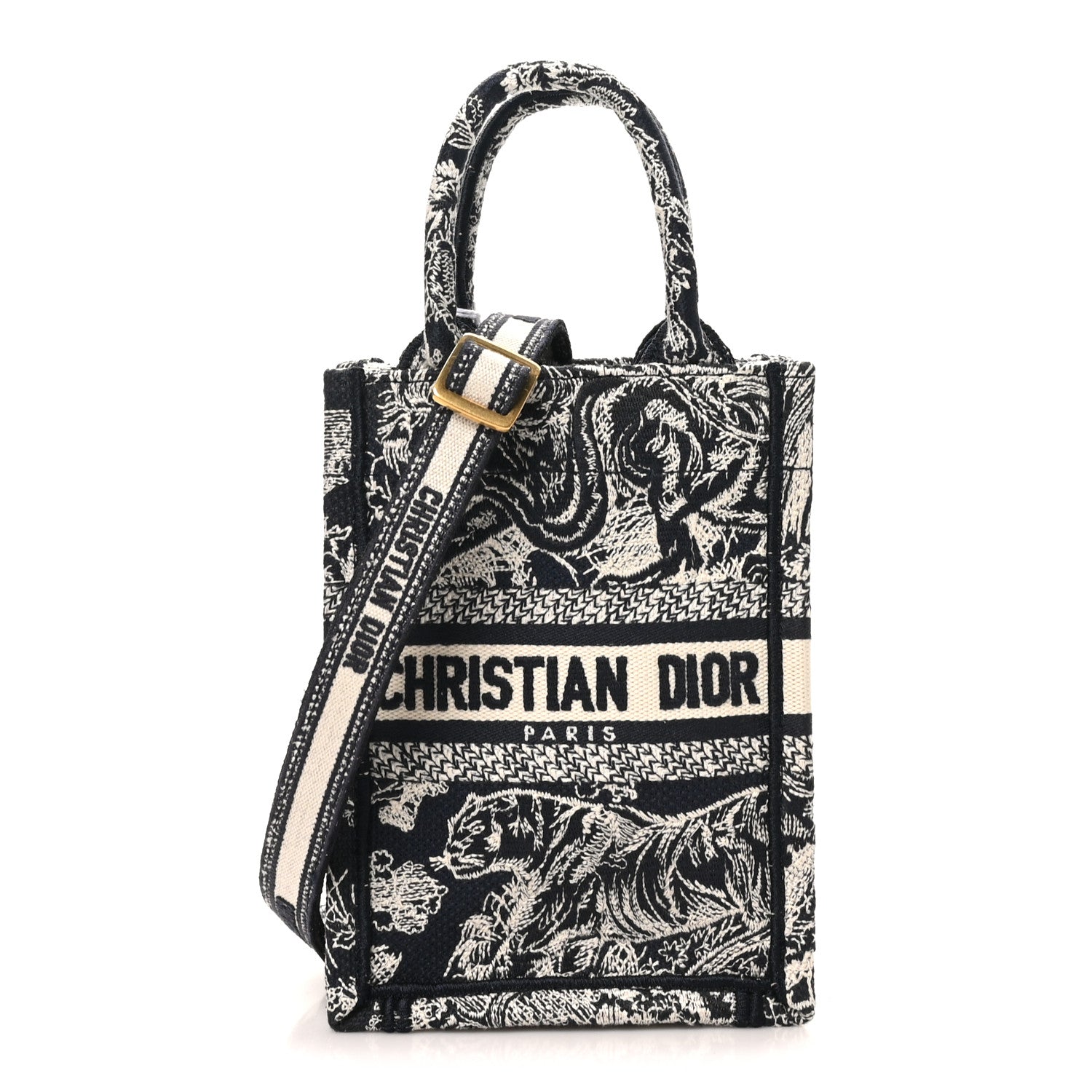 Dior Toile de Jouy Mini Book Tote Phone Bag Blue front view