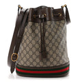 Gucci GG Supreme Monogram Web Ophidia Bucket Bag Brown