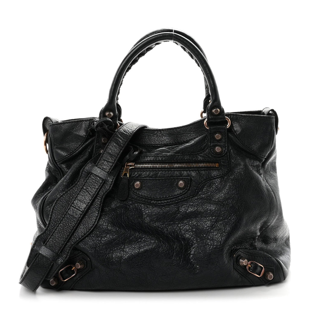 Balenciaga Agneau Giant 12 Rose Gold Hardware Velo Black