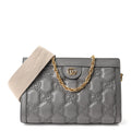 Gucci Calfskin GG Matelasse Small Slim Chain Shoulder Bag Dusty Grey Natural
