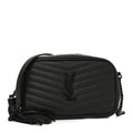 Saint Laurent Grain De Poudre Matelasse Monochrome Monogram Mini Lou Camera Bag Black