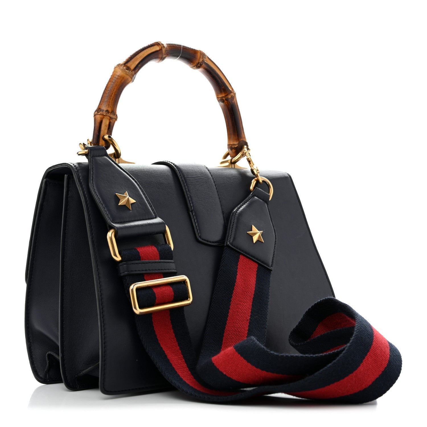 Gucci Moon Calfskin Bamboo Web Medium Dionysus Top Handle Bag Blue Emerald Hibiscus Red