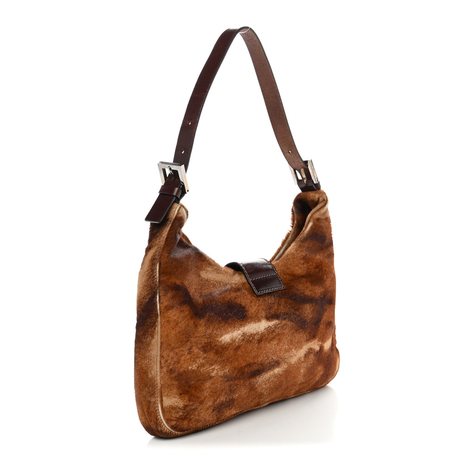 Fendi Calf Hair Shoulder Bag Brown