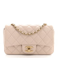 Chanel Lambskin Quilted Mini Rectangular Flap Pink