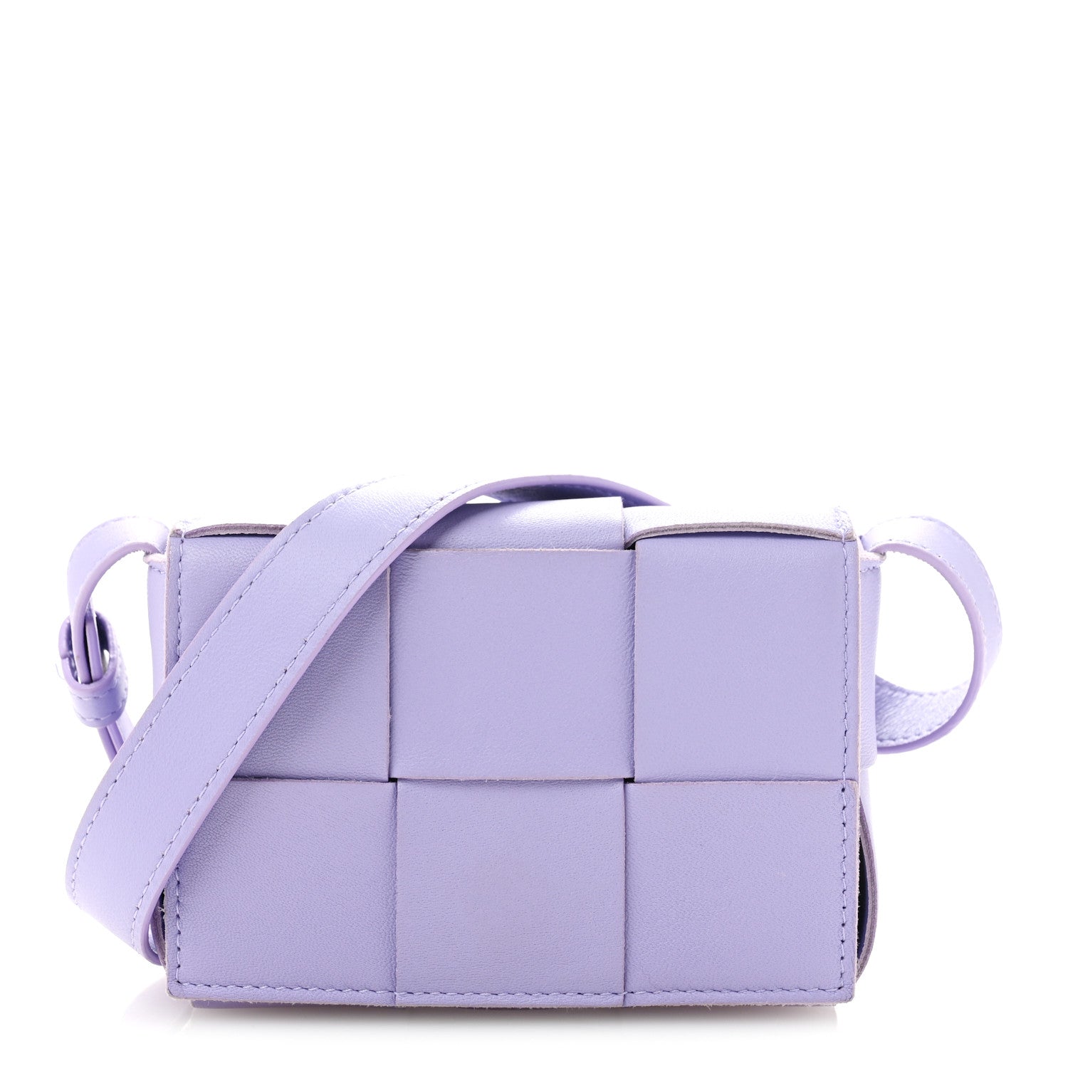 Bottega Veneta Lambskin Intreccio Candy Cassette Crossbody Bag Wisteria