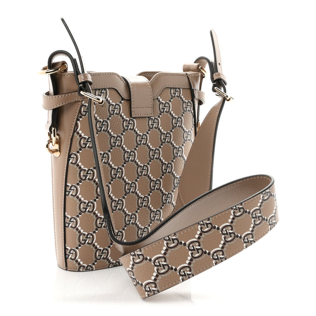 Gucci GG Shadow Monogram Mini Bucket Bag Beige