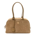 Chanel Suede Calfskin Large Perfect Bowling Bag Dark Beige