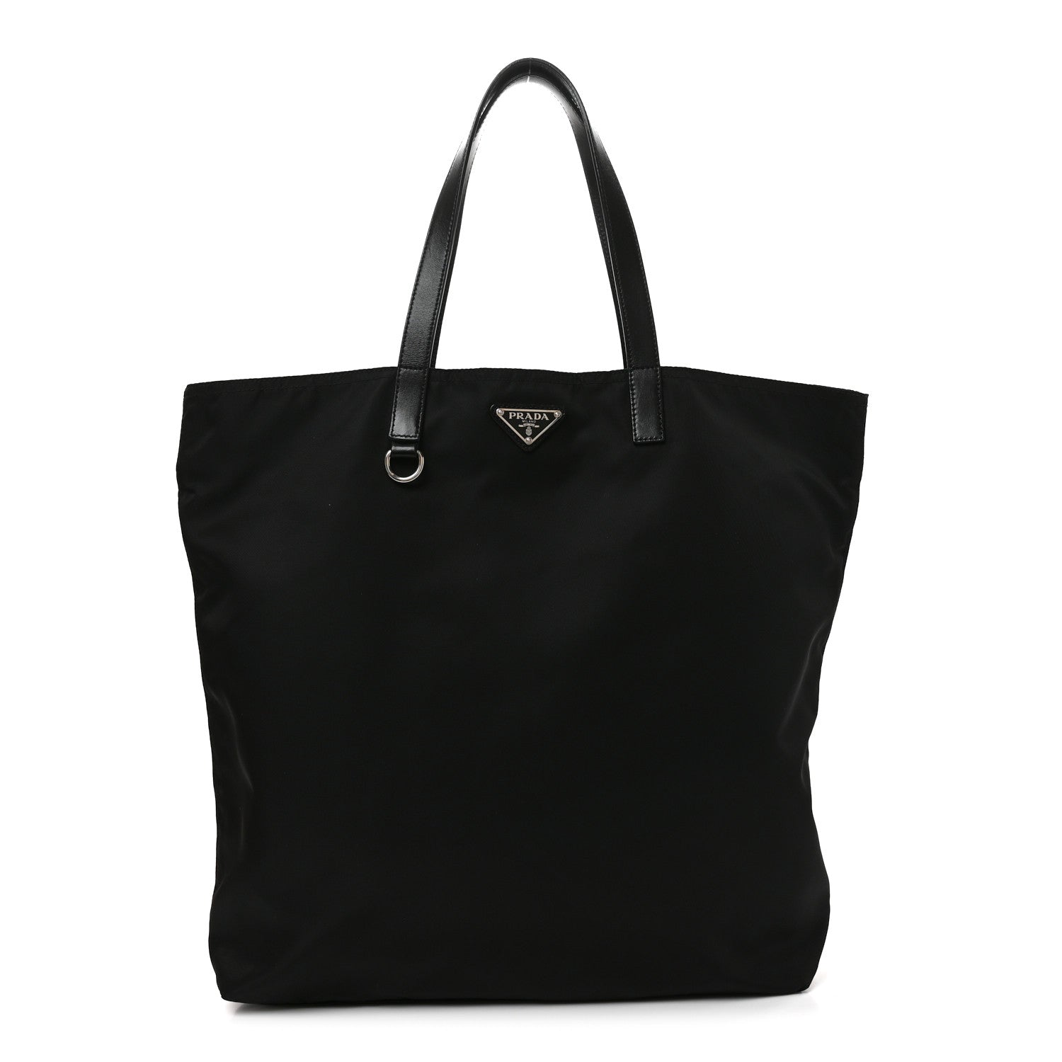 Prada Tessuto Nylon Soft Calfskin Tote Black